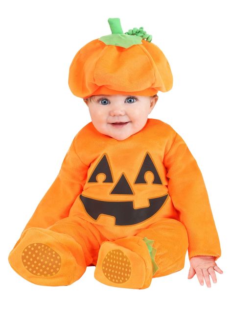 PRICES MAY VARY. SOFT VELOUR FABRIC: Jumpsuit made of velour fabric with Jack o' Lantern face printed on front CONVENIENT DESIGN: Features back zipper, elastic at wrists and ankles, and inseam snaps for easy diaper access BOOTIES INCLUDED: Soft booties with anti-skid soles and Jack o' Lantern faces on top SOFT HAT: Pumpkin hat with leaves and stem sewn on top for a complete look ANTI-SKID SOLES: Booties feature anti-skid soles for secure walking on any surface Not sure how to dress your little o Pumpkin Chunkin, Baby Pumpkin Outfit, Newborn Pumpkin, Pumpkin Suit, Pumpkin Outfit, Jack O Lantern Faces, Halloween Traditions, Pumpkin Costume, Halloween Fancy Dress