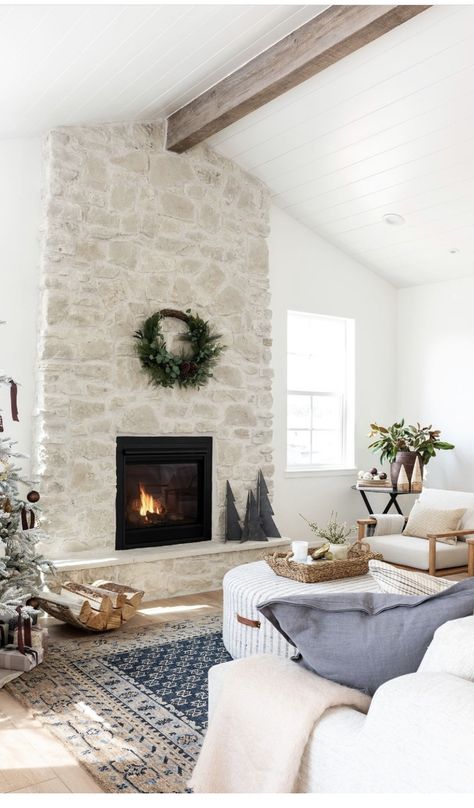 Stone Fireplace Makeover, Fireplace Remodel, Home Fireplace, Fireplace Makeover, Studio Mcgee, Living Room With Fireplace, Fireplace Design, Living Room Inspo, Stone Fireplace