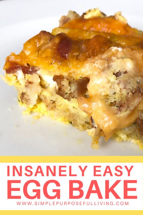 Egg Bake With Bread, Simple Egg Bake, Bacon Egg Bake, Caserole Recipes, Sausage Egg Bake, Easy Egg Bake, Delicious Casseroles, Egg Bake Casserole, Breakfast Egg Bake