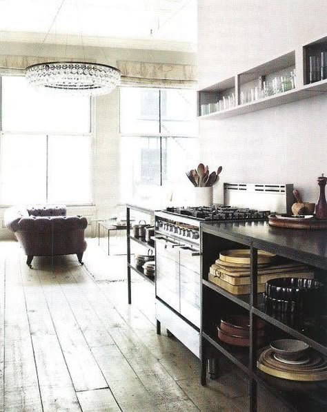 Kitchen Ikea, Industrial Kitchen Design, Industrial Kitchen, Cool Ideas, Chesterfield Sofa, Commercial Kitchen, Ikea Hacks, Open Kitchen, Industrial Chic