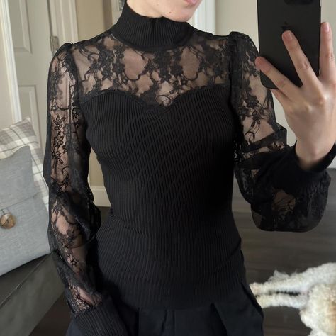 fashion nova black lace long sleeve turtleneck top... - Depop Lace Turtleneck, Lace Long Sleeve, Turtleneck Top, Long Sleeve Turtleneck, Turtle Neck Top, Long Sleeve Lace, Black Lace, Tea Party, Fashion Nova