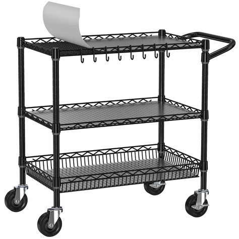 PRICES MAY VARY. Sturdy Construction: Each shelf of the utility rolling cart on wheels can hold up to 330 lbs. This metal cart with wheels is constructed from industrial-strength metal and equipped with 1-inch diameter poles to be heavy-duty Multi-Functional Cart: 3-tier utility cart with wheels, ideal for storage in the kitchen, laundry room, warehouse, garage, office, and restaurant. The rolling cart provides extra storage space, making it easy to keep things organized and accessible Moves Smo Warehouse Garage, Kitchen Storage Trolley, Metal Cart, Cart On Wheels, Rolling Utility Cart, Cart With Wheels, Garage Office, Bar Shelf, Storage Trolley