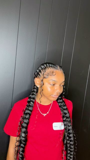 @icedbykottaa_ on Instagram: "2 braids with curls 😍😍😍 #explore #2braids #cleveland #bookstagram #cleveland" Two Braids Hairstyle Black Women, 2 Braids Hairstyles, Guys Hairstyles, Hairstyles Tiktok, Cornrow Ponytail, Quick Braids, Two Braid Hairstyles, Long Ponytail, 2 Braids