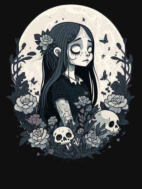 Halloween Art Ideas, Drawing Vampire, Ghost Artwork, Flowers Doodle, Helloween Wallpaper, Doodle Doodle, Girl With Flowers, Desenho Tattoo, Goth Art