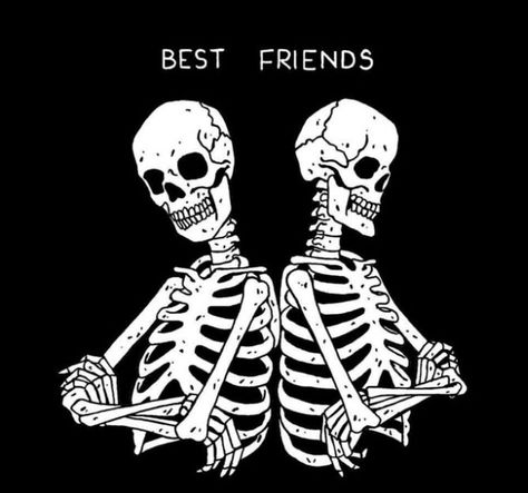 Skeleton Best Friends, Skeleton Friends, Skeleton Artwork, Skeleton Drawings, Skeleton Tattoos, Skeleton Art, Skull Artwork, Skull Wallpaper, Edgy Wallpaper