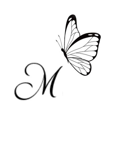 Butterfly Initial Tattoo, M Drawing Letter, Letter M Tattoos, Beautiful Butterfly Images, Border Drawing, Letter Borders, Cute Henna Tattoos, Cute Henna, M Tattoos