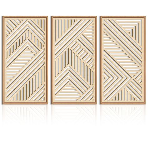 PRICES MAY VARY. 【Geometric Wood Wall Decor】Natural wood art wall decor adopts hollow design, abstract geometric and line elements match the minimalist color, which is in line with the artistic aesthetic concept of western modern home decoration. Simple and atmospheric. Hanging in the office and living room is a beautiful scenery. 【High Quality Material】This wall art geometric wood decor framed is made of healthy and non-toxic natural wood. We use laser processing technology to make hollow patte Large Geometric Wood Wall Art, Wood Frame Abstract Art, Geometric Wood Wall Art Measurements, Geometric Lines Wall Art, Vertical Geometric Wall Art, Modern Farmhouse Art Walls, 3 Panel Geometric Wall Art, Grometric Wall Art, Wod Wall Art