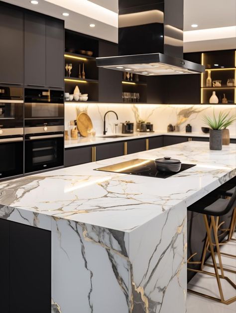 Luxury Houses Kitchen, Kitchen Staging, Modern Kitchen Cabinet Design, تصميم للمنزل العصري, Dream Kitchens Design, Kitchen Interior Design Decor, Kitchen Design Plans, Kitchen Interior Design Modern, Marble Counter