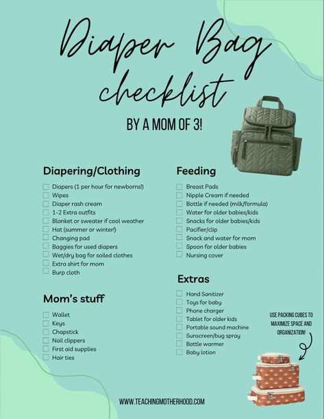 Diaper back checklist What To Pack In Diaper Bag For Newborn, What To Put In Diaper Bag For Newborn, Everything You Need For A Baby, What To Pack In Diaper Bag, Hospital Diaper Bag Checklist, Baby Diaper Bag Checklist, Whats In My Diaper Bag, Diaper Bag Checklist Newborn, Newborn Diaper Bag Essentials