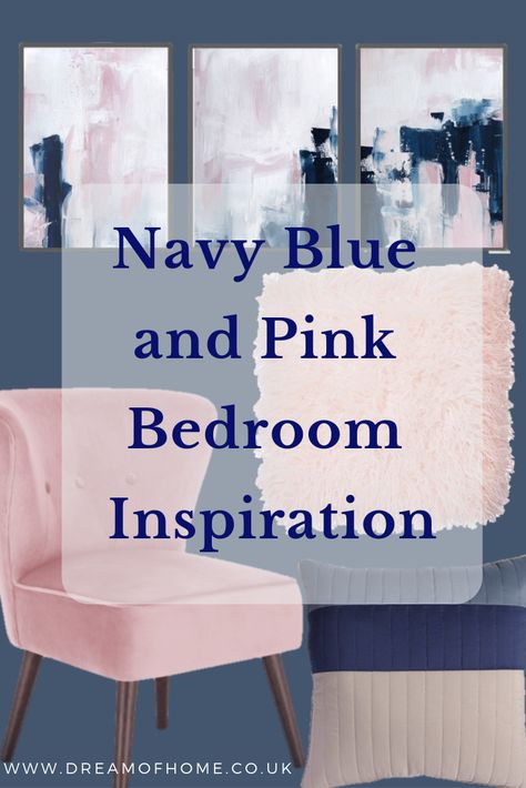 Looking for bedroom inspiration? This navy blue and pink decor inspiration post should help you out! Blue And Pink Decor, Blue And Pink Bedroom, Blush Bedroom, Navy Bedrooms, Navy Blue Bedrooms, Navy Blue And Pink, Blue Bedroom Decor, Pink Bedroom Decor, Gold Bedroom