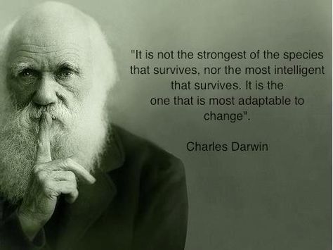 Forget survival of the strongest, the meanest, the fastest, the toughest, the fittest or the smartest. Those who are the most adaptable will survive. Charles Darwin Quotes, Theory Of Evolution, Charles Darwin, Quotable Quotes, A Quote, Famous Quotes, Meaningful Quotes, Great Quotes, Wisdom Quotes