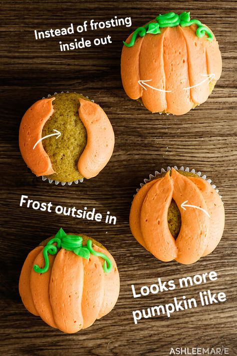 Pumpkin Cupcake Recipes, Halloween Backen, Halloween Fest, Cupcakes Decorados, Halloween Baking, Fall Cakes, Delicious Cream, Cupcakes Recipe, Halloween Cake