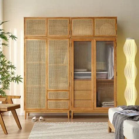 Dreamhause Japanese-style Wooden Wardro Nordic Solid Wood Rattan 2 Doors Wardrobe Home Storage Large Hanging Cabinet - Buy Solid Wood Bedroom Furniture Cabinet Locker Storage,Wooden Drawers Storage Cabinets Living Room Cabinet,Living Room Furniture Wood Clothing Cabinet Cloth Cabinet Product on Alibaba.com Rattan Bedroom, Solid Wood Bedroom Furniture, Doors Wardrobe, Solid Wood Wardrobes, Wood Furniture Living Room, Wooden Closet, Wardrobe Door Designs, Wood Bedroom Furniture, Japanese Furniture