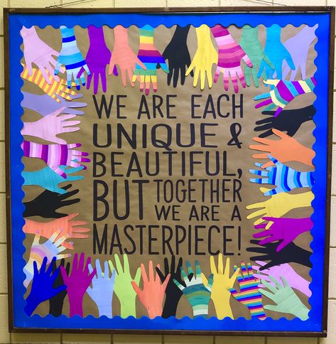 Together We Are A Masterpiece, Love Bulletin Board, Unique Bulletin Board Ideas, Art Bulletin Boards, Classe D'art, Library Bulletin Boards, School Displays, Bulletin Board Ideas, Classroom Bulletin Boards