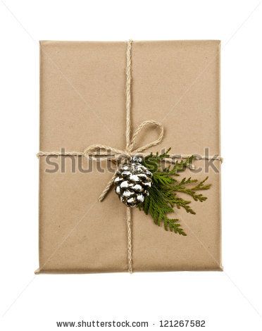 Christmas gift in brown wrapping and string with pine cone decoration isolated on white - stock photo Cone Decoration, Photo Christmas Gifts, Brown Christmas, Pine Cone Decorations, Wrap Ideas, Christmas Time Is Here, Present Wrapping, Thanksgiving Ideas, Christmas 2014