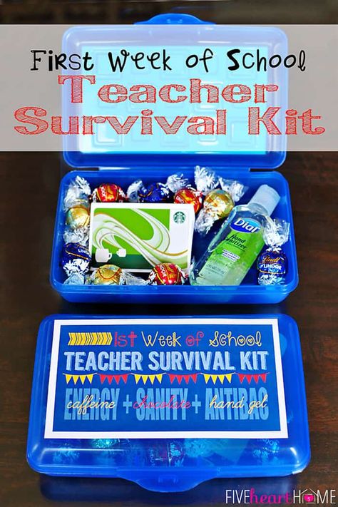 Teacher Survival Kit Free Printable, Staff Activities, Stuco Ideas, Teacher Survival Kit, Sunshine Committee, Work Notes, Room Parent, Pta Ideas, Survival Kit Gifts