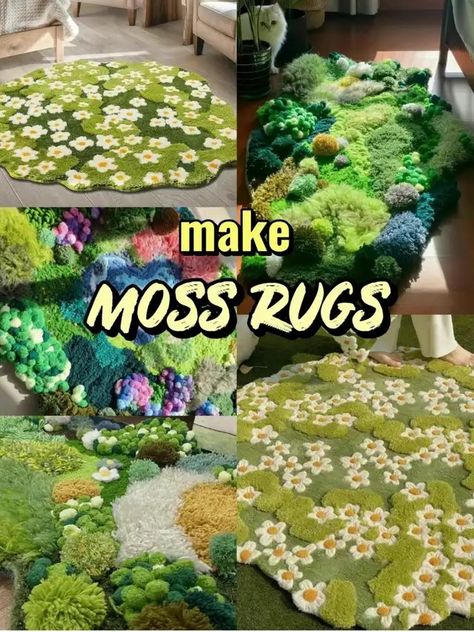 How to make moss rugs - Lemon8 Search Punch Needle Moss Rug, Diy Moss Carpet, Moss Rug Tutorial, Diy Moss Rug Yarn, Diy Moss Rug Tutorial, How To Make A Moss Rug, Crochet Moss Rug, Crochet Moss Blanket, How To Make A Rug