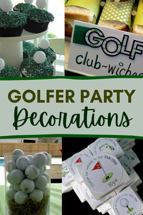 Golf Themed Birthday Party Ideas for Kids 40th Birthday Party Men, Golf Centerpieces, Golf Party Games, Golf Party Foods, Golf First Birthday, Themed Birthday Party Ideas, Golf Theme Party, Ideas For Food, Birthday Party Ideas For Kids