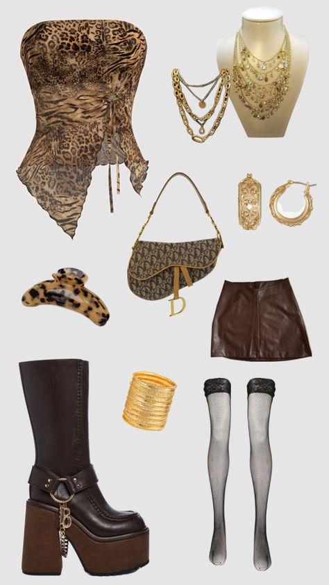 cheetah leopard animal brown dark gold city girl new york cool girl outfit style inspo board luxurious night life club wear clean stylish puma #outfitinspo #cheetahprint #leopardprint #coolgirl Tiger Outfit Women, New York Club Outfit, Cheetah Print Outfits Black Women, New York Club Outfit Night, Cheetah Girls Outfits, Club Outfit Night, New York Club, Cool Girl Outfit, Cheetah Print Outfits