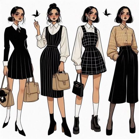 Wednesday Addams wardrobe capsule Wednesday Addams Outfit Inspiration, Addams Outfit, Wednesday Addams Outfit, Fashion Show Poster, Fashion Anime, Wardrobe Capsule, Wednesday Addams, Awesome Anime, Fantasy Fashion