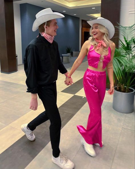 barbie movie hot pink cowboy halloween couples costume 2023. barbie and ken. Barbie Halloween Costume Couple, Couple Halloween Barbie And Ken, Cowboy Ken Costume, Barbie And Ken Cowboy Costume, Barbie Movie Ken Outfits, Cowboy Couple Halloween Costumes, Diy Barbie And Ken Costume, Diy Ken Costume, Barbie Ken Costume Couple Halloween