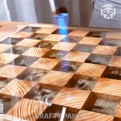 Diy Wooden Chess Board, Chess Boards Wooden, Floating Chess Board, Diy Wood Chess Board, Wood And Epoxy Chess Board, Wood And Resin Chess Board, How To Make A Chess Board, Epoxy Resin Chess Board, Wood Epoxy Projects