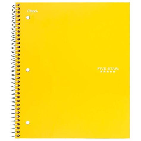 Korean School Supplies, Star Notebook, Five Star Notebook, Yellow Notebook, College Ruled Paper, Page Dividers, Stationary Store, Pocket Storage, Ruled Paper