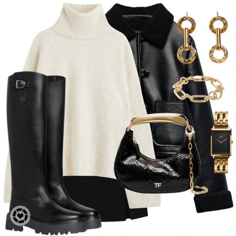 Black White And Gold Outfit, Feminine Winter Outfits, Zara Jumper, Black And Gold Outfit, Smart Casual Work Outfit, Mode Turban, Business Casual Outfits For Women, Hm Skirt, Stil Inspiration