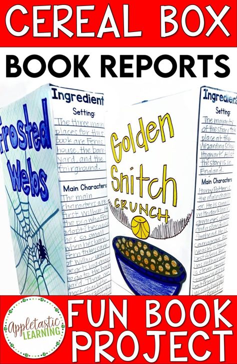 Cereal Box Book Report projects are fun, unique, and easy for students in 3rd, 4th, 5th, 6th grades and middle school! This creative book report idea has templates, rubrics, graphic organizers, writing activities, and awards! Students learn how to make a cool cereal box book report for fiction, nonfiction, and biographies with this DIY book report packet! Printable book report templates are great for elementary students. Fifth Grade Book Report, Homeschool Book Report Ideas, Book Report Ideas 3rd Grade, Unique Book Report Ideas, Cereal Box Biography Project, Creative Book Report Ideas Elementary, Middle School Book Report Ideas, Cereal Book Report Ideas, Fun Book Report Ideas