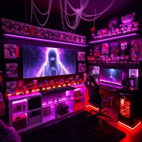 Dream Game Room for @nebula_naginata_modeling.ai Dream Game Room, Anime Gaming Room, Gaming Room, Game Room, Gaming, Anime, Quick Saves