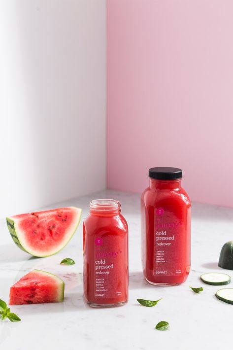 The Juicery on Behance Juice Product Photography, Juice Photography Ideas, Beverage Photography Ideas, Fruit Juice Packaging, Food Photography Composition, Natural Juice, Juice Company, Hibiscus Sabdariffa, Juice Branding