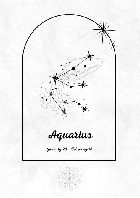 Aquarius Star Sign Digital Wall Art Aquarius Poster, Aquarius Star Sign, Zodiac Poster, Star Signs Aquarius, Small Tats, Kids Room Prints, Zodiac Art, Digital Poster, Sign Wall