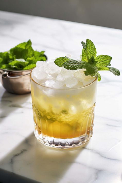 Mint Julep Cocktail Recipe | Mix That Drink Whiskey Drinks Simple, Mint Julep Cocktail, Fall Drink Recipes, Bourbon Cocktail Recipe, Mint Julep Recipe, Spritzer Recipes, Bourbon Cocktail, Whisky Drinks, Cajun Creole Recipes