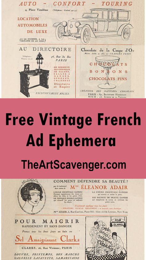 Free Ephemera Sheets Featuring Vintage French Advertising. Download them and add them to Your Junk Journal, art Journal, or Scrapbook Supplies. Technology Ads, Vintage French Ephemera, Free Ephemera, Retro Ephemera, Journal Printables Free, Retro Vintage Aesthetic, Hard Ware, Free Collage, French Ephemera