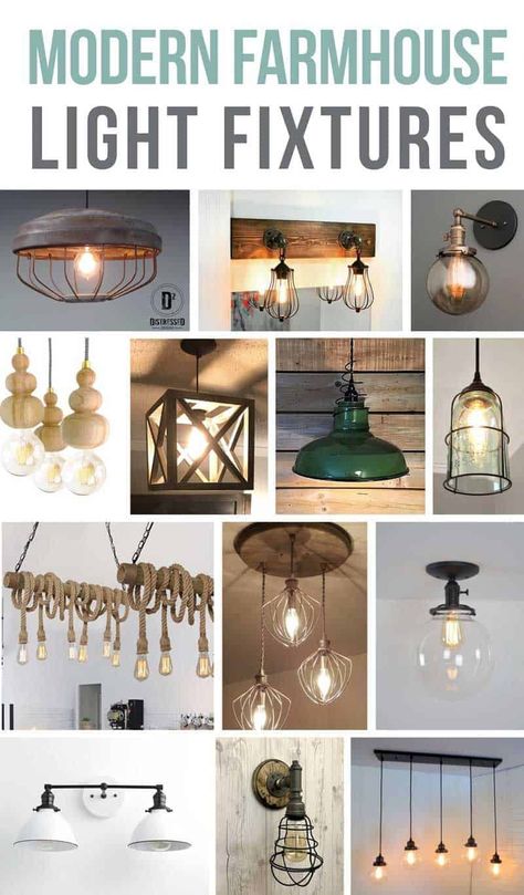 Swapping out light fixtures is a great way to update the style of your home. So if you're looking to bring your home decor to more of a modern farmhouse style, you're going to love all of these light fixtures I've rounded up for you. I found a little bit of everything....we've got pendants, vanity lights, plug in lights and some really cool chandeliers too! #lightfixtures #lights #light #modernlights #farmhouse #modernfarmhouse Modern Farmhouse Light Fixtures Lowe's, Farmhouse Light Fixtures Kitchen Lowe's, Modern Organic Light Fixtures, Farmhouse Bathroom Lighting Lowe's, Farmhouse Costal Bathroom Lights, Farmhouse Kitchen Light Fixtures, Boho Modern Farmhouse Pendant Lights & Chandeliers, Modern Farmhouse Light Fixtures, Cool Chandeliers