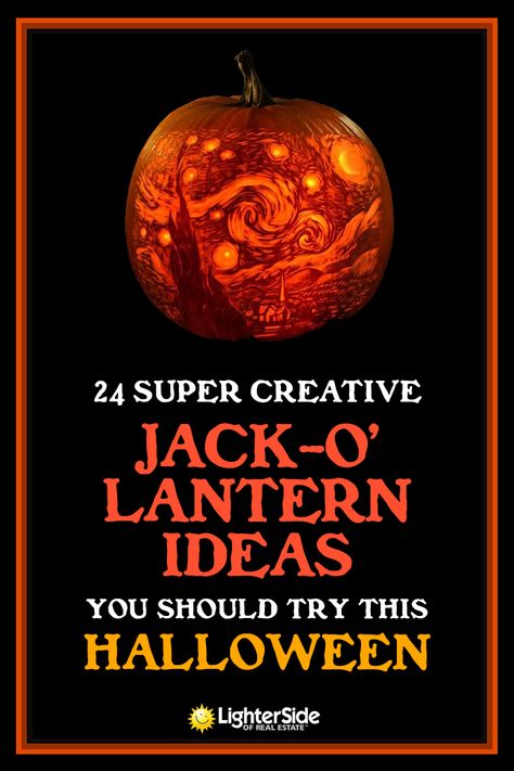 24 Super Creative Jack-O'-Lantern Ideas You Should Try This Halloween Best Jack O Lantern Ideas, Witchy Jack O Lantern Ideas, Silly Jack O Lantern, Haunted House Jack O Lantern, Jack O Lantern Funny, Small Jack O Lantern Ideas, Unique Jackolantern Ideas, Creative Jack O Lantern Ideas, Mario Jack O Lantern