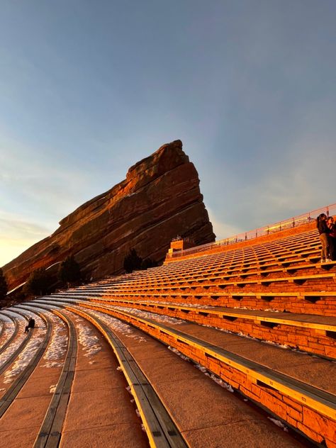 a bright sunrise over colorados red rocks amphitheater Colorado Sunrise, Red Rocks Amphitheater, Southern Colorado, Red Rock Amphitheatre, Red Rocks, Summer 24, Red Rock, Colorado, Red