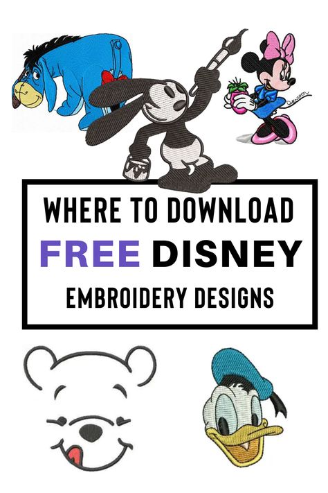 free disney machine embroidery designs Brother Disney Embroidery Machine, Free Machine Embroidery Pes Files, Embroidery Patterns For Machines, Disney Machine Embroidery Designs, How To Make Embroidery Designs, Free Digital Embroidery Designs, Brother Machine Embroidery Ideas, Pes Files Free Embroidery, Ricoma Embroidery Machine