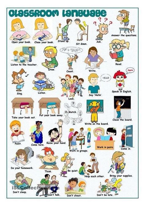 12144905_735716279891914_1266381096085729104_n Classroom Commands, Esl Vocabulary, Esl Classroom, Language Worksheets, Picture Dictionary, English Worksheets For Kids, Kids English, English Classroom, English Language Teaching