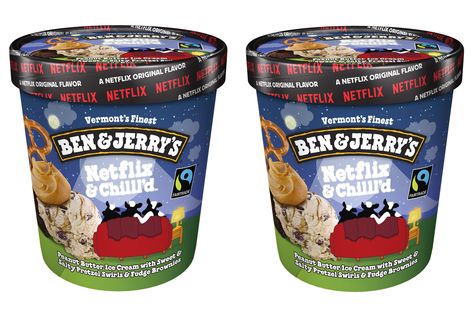 Ben & Jerry's Is Releasing a New 'Netflix & Chill' Flavor with Peanut Butter, Pretzels and Fudge Ice Cream Companies, Brownie Ice Cream, Peanut Butter Ice Cream, Ice Cream Base, Fudge Brownie, Pregnancy Cravings, Ice Cream Photos, Sweet Cookies, Peanut Butter Chocolate Chip