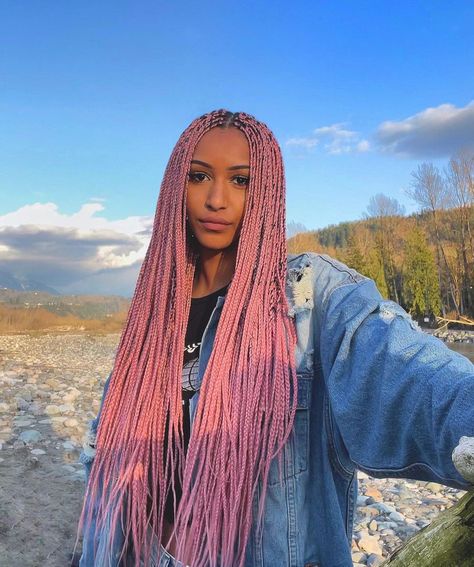 ELSA DESIREE on Instagram: “💙🌸” Pink Hair Extensions Braids, Pink Box Braids Black Women, Pastel Pink Braids, Pink Ombre Box Braids, Light Pink Box Braids, Box Braids Two Colors, Elsa Desiree, Braids With Color Extensions, Pink Braids Black Women