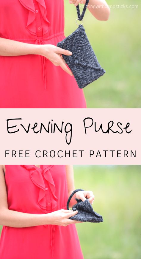 Are you ready for date night? With this cute clutch crochet purse pattern free and easy, you'll be ready for any date! It's the perfect size to fit your phone, wallet, and keys.Crocheted in a flat rectangle then folded and sewed, it's great for beginners and experts alike. #crochetpurse #clutch #crochetbag #crochetpattern Crochet Purse Pattern, Purse Patterns Free, Crochet Clutch Bags, Large Knitting, Crochet Purse Pattern Free, Purse Pattern, Knitting Project Bag, Pattern Knitting, Crochet Clutch