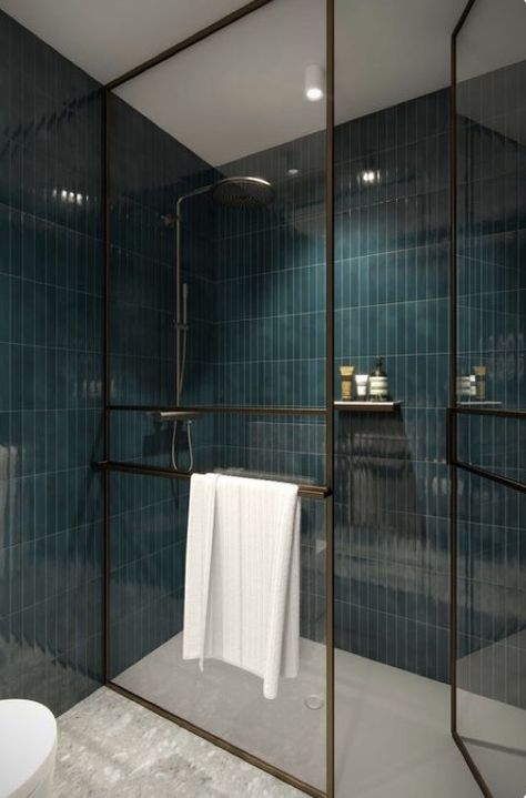 Enclosure Ideas, Cleaning Bathroom, Teal Bathroom, Loft Bathroom, Shower Box, Clean Bathroom, Tub Bathroom, Bathroom Black, Door Bathroom