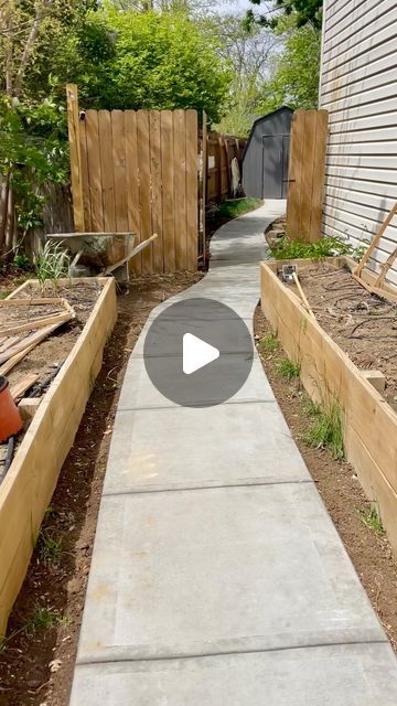 Crystel DIY & Design on Instagram: "Comment BLOG for all the details on this project! 

For the longest time, I’ve dreamed of having a concrete walkway from our front yard to our backyard shed area. Well, we finally made it happen!! 

I went the unconventional way of using Facebook Marketplace to find someone to do the work, and his team turned out to be incredible! We saved SO much money doing it this way and we are so happy with the job they did. 

We’re just getting started on our outdoor projects, so be sure you’re following along so you don’t miss what’s coming next! 

#backyard #concrete #diy #beforeandafter #costsaver #renovation #backyardmakeover" Recycled Concrete Ideas, Walk Way Ideas For Outside, Side Backyard Ideas, Easy Walkway Ideas Diy, Cheap Pathways Ideas Walkways, Side House Walkway, Painted Walkway, Front Door Walkway Ideas, Walkway To Backyard