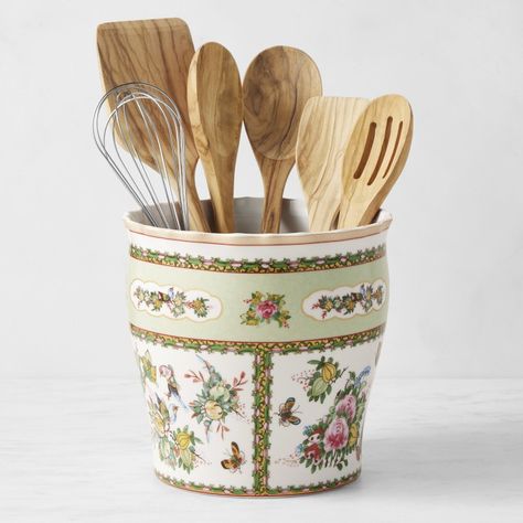 Famille Rose Utensil Holder, Porcelain | Williams Sonoma Kids Pottery, Cute Kitchen, Spatulas, Utensil Holder, Chinese Porcelain, Williams Sonoma, Kitchen Items, Eye Catching Colors, Pottery Barn Kids