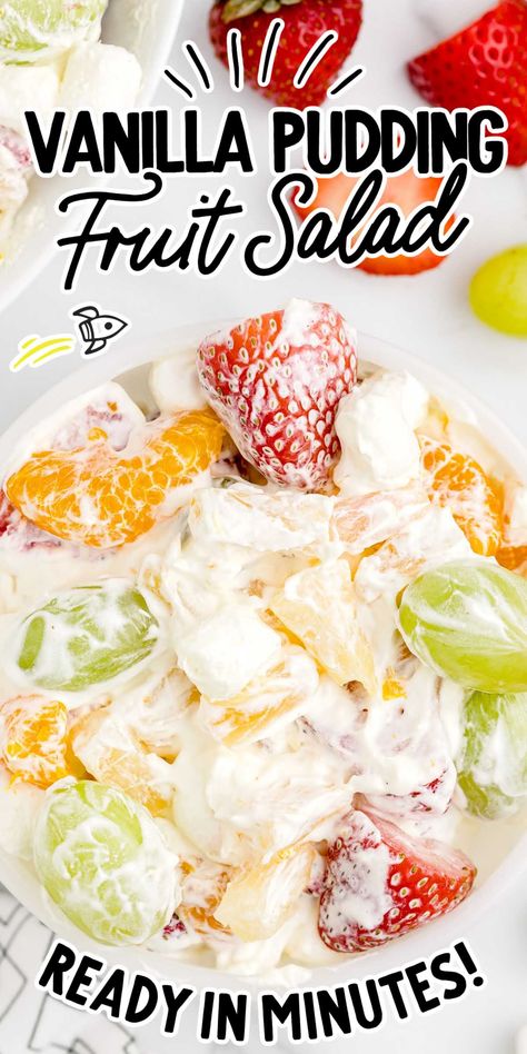 Pudding Fruit Salad, Fruit Salad Ingredients, Fruit Salad With Pudding, Easy Fruit Salad Recipes, Creamy Fruit Salads, Best Fruit Salad, Salad Cream, Fruit Salad Easy, Summer Foods