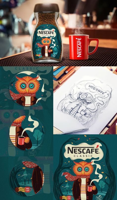 Good morning! :) Winter special edition #package #design for Nescafe Classic. Designed by Ziad El Samahy (Cairo, Egypt). #illustration #advertising #branding Egypt Illustration, Good Morning Winter, Morning Winter, Packaging Template Design, Packaging Label Design, Creative Advertising Design, Illustration Advertising, Branding Design Packaging, Graphic Design Packaging