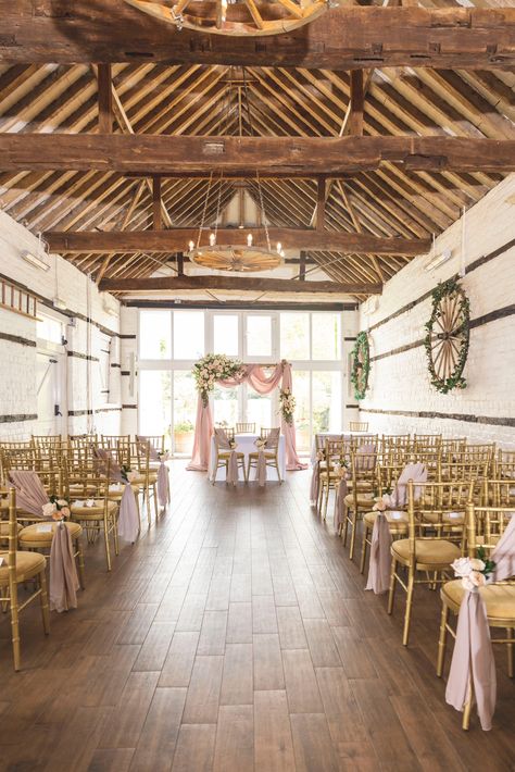 Pink Wedding Ceremony, Lillibrooke Manor, Flower Arches, Dusty Pink Wedding, Small Wedding Decor, White Wedding Ceremony, Wedding Chair Sashes, Dusty Pink Weddings, Wedding Ceremony Decor