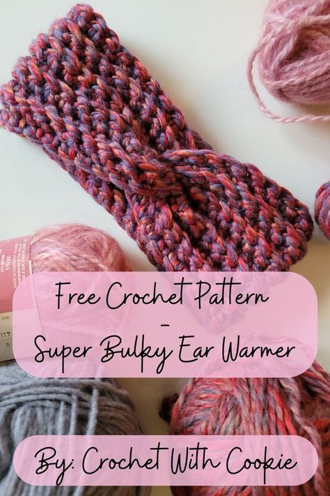 Super Bulky Yarn Patterns, Crochet Ear Warmer Free Pattern, Aesthetic Crochet Blanket, Bulky Yarn Patterns, Bulky Yarn Crochet, Crochet Ear Warmer Pattern, Chunky Yarn Crochet, Crochet Headband Free, Easy Crochet Headbands