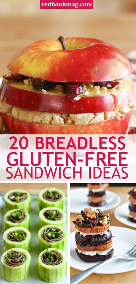 BREADLESS, GLUTEN-FREE SANDWICHES: These wheat-less, wholesome, and oh-so-filling sandwich ideas and lunch recipes will make you rethink lunchtime! Find the tastiest and easiest sandwich ideas here! You'll learn how to make delish lunches and sandwiches using potatoes, lettuce, mushrooms, apples, and more. Healthy eating never tasted so good! Breakfast Ideas Sandwiches, Healthy Sandwich, Gluten Free Sandwiches, Sandwich Ideas, Healthy Sandwiches, Tea Party Food, Simple Sandwiches, Free Tea, Tea Sandwiches